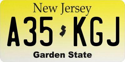 NJ license plate A35KGJ