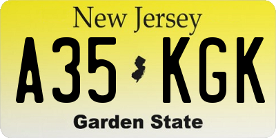 NJ license plate A35KGK