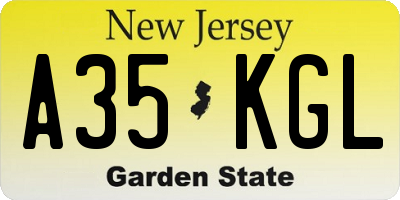 NJ license plate A35KGL