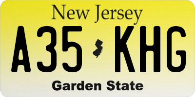 NJ license plate A35KHG