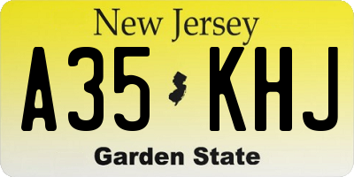 NJ license plate A35KHJ