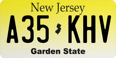 NJ license plate A35KHV