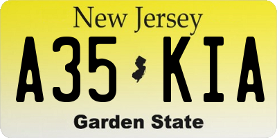 NJ license plate A35KIA