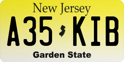 NJ license plate A35KIB