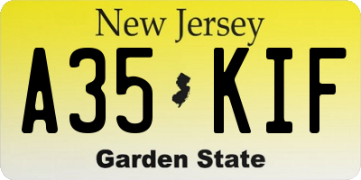NJ license plate A35KIF