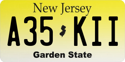 NJ license plate A35KII