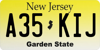 NJ license plate A35KIJ