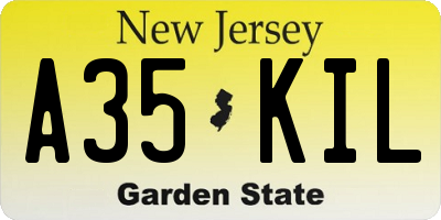 NJ license plate A35KIL