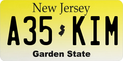 NJ license plate A35KIM