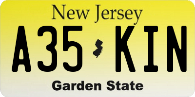 NJ license plate A35KIN
