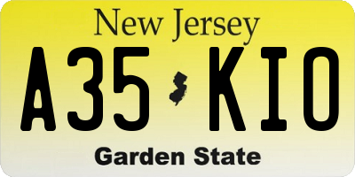 NJ license plate A35KIO