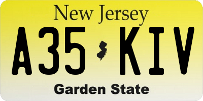NJ license plate A35KIV