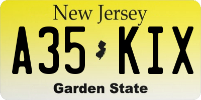NJ license plate A35KIX