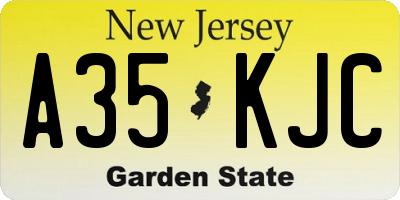 NJ license plate A35KJC