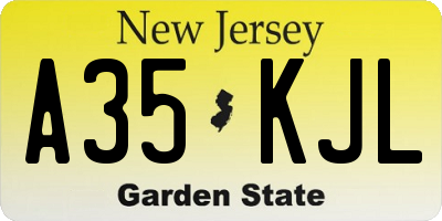 NJ license plate A35KJL