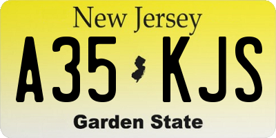 NJ license plate A35KJS