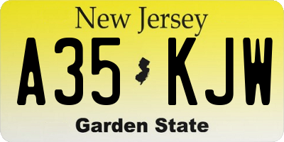 NJ license plate A35KJW