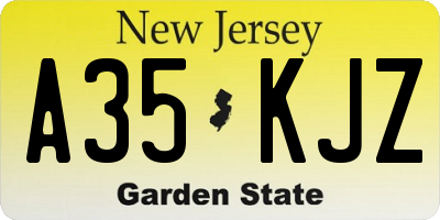 NJ license plate A35KJZ