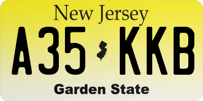 NJ license plate A35KKB