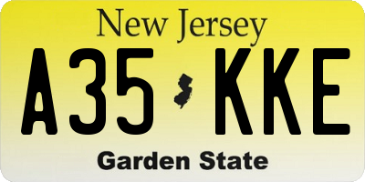 NJ license plate A35KKE