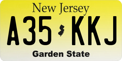 NJ license plate A35KKJ