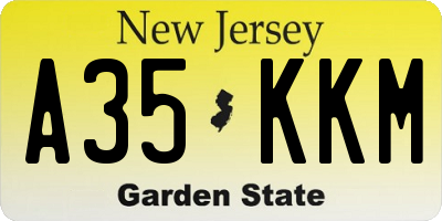 NJ license plate A35KKM