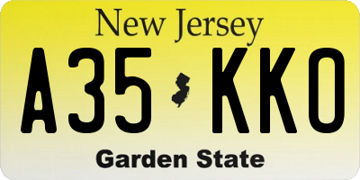 NJ license plate A35KKO