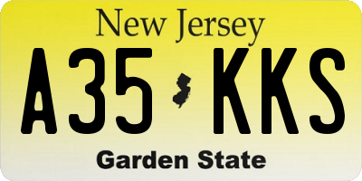 NJ license plate A35KKS