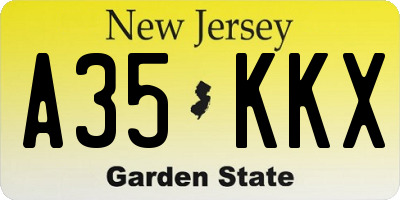 NJ license plate A35KKX