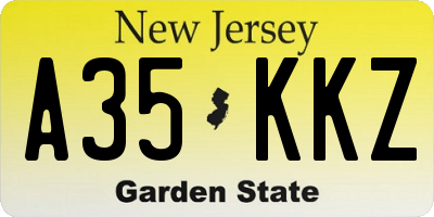 NJ license plate A35KKZ