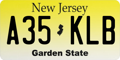 NJ license plate A35KLB