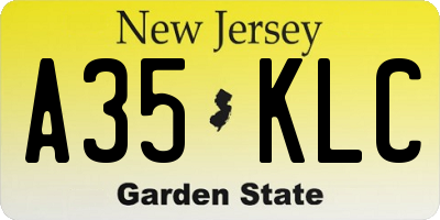 NJ license plate A35KLC