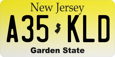 NJ license plate A35KLD