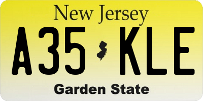 NJ license plate A35KLE