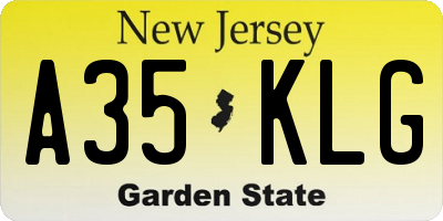 NJ license plate A35KLG