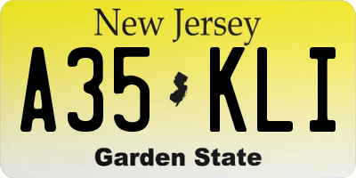 NJ license plate A35KLI