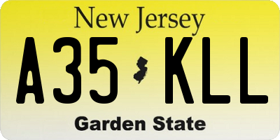 NJ license plate A35KLL