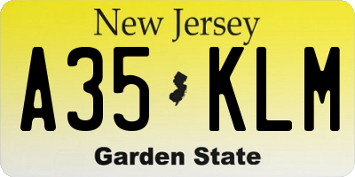 NJ license plate A35KLM