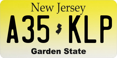 NJ license plate A35KLP