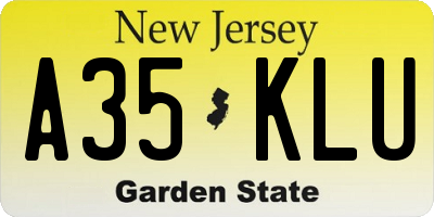 NJ license plate A35KLU