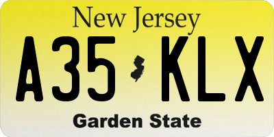 NJ license plate A35KLX