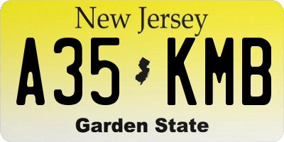 NJ license plate A35KMB