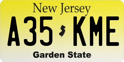 NJ license plate A35KME