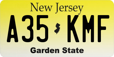 NJ license plate A35KMF
