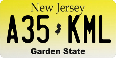 NJ license plate A35KML