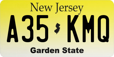 NJ license plate A35KMQ