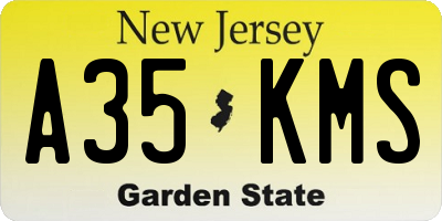 NJ license plate A35KMS