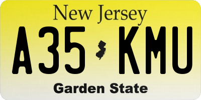 NJ license plate A35KMU