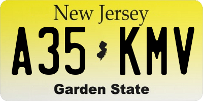 NJ license plate A35KMV