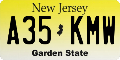 NJ license plate A35KMW